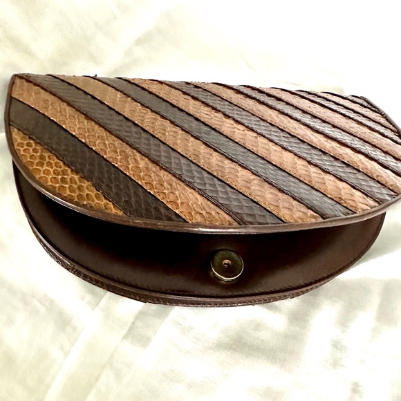 Genuine Snake Skin Brown Leather Clutch purse - Picture 2 of 8
